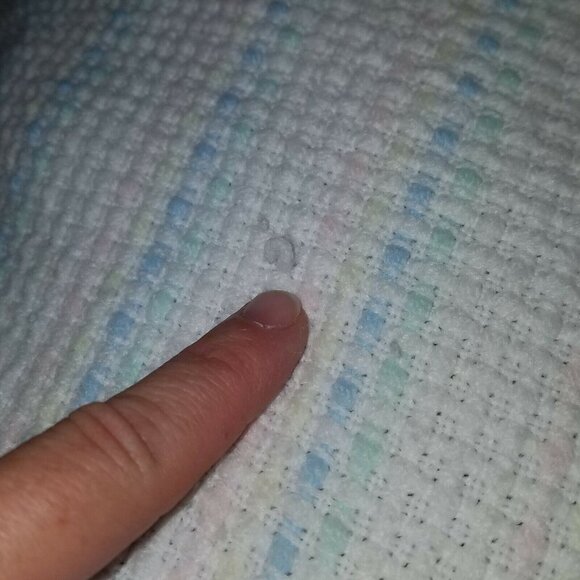 VTG Nordstrom Stripe Knit Baby Blanket Acrylic Pastel Pink Blue Yellow Italy - Picture 5 of 5